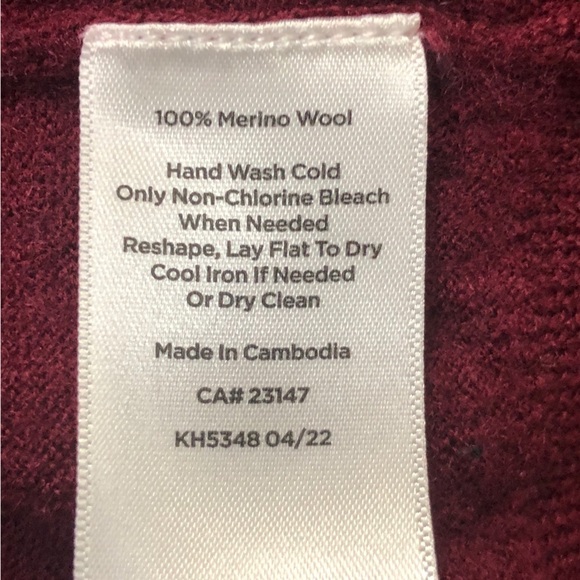 Talbots - KH2358 Pure Merino Wool Burgundy Crew Neck Sweater - Size Large - Picture 4 of 4